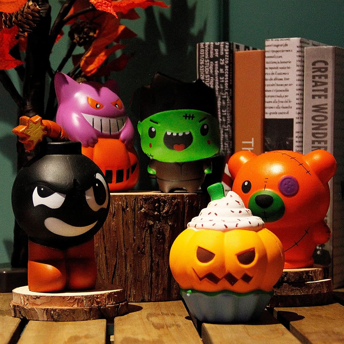 Lulu Home Halloween Party Favors, 5 Pack Jumbo Squishy Slow Rising Toys Set, Halloween Stress Relief Cute Sensory Toys for Boys Girls Trick or Treat Party Supplies - 细节图 2