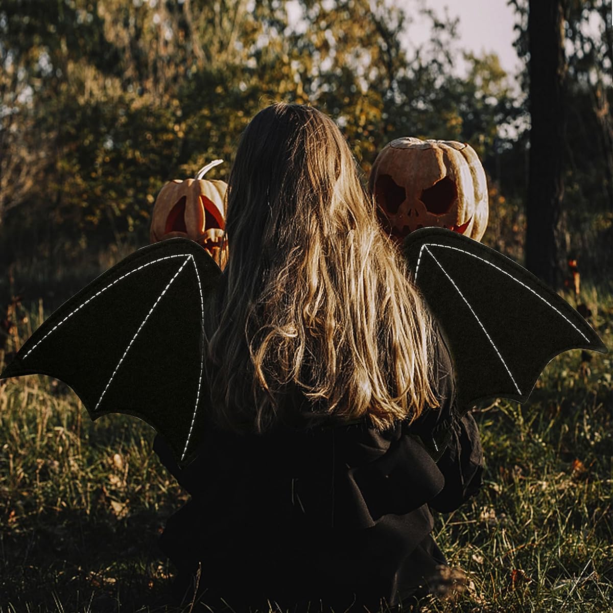 Lulu Home Halloween Wings Props, Black Bat Wings, Adult Bat Wing Costume Vampirina Costume Devil Wings for Men and Women - imagen de detalle 3