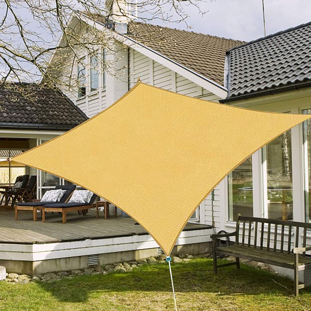 Lulu Home 10'x10' Square Sun Shade Sail, UV Block Shade Sail, Outdoor Sun Shade Canopy for Patio Backyard Garden, Sand - imagen de detalle 6